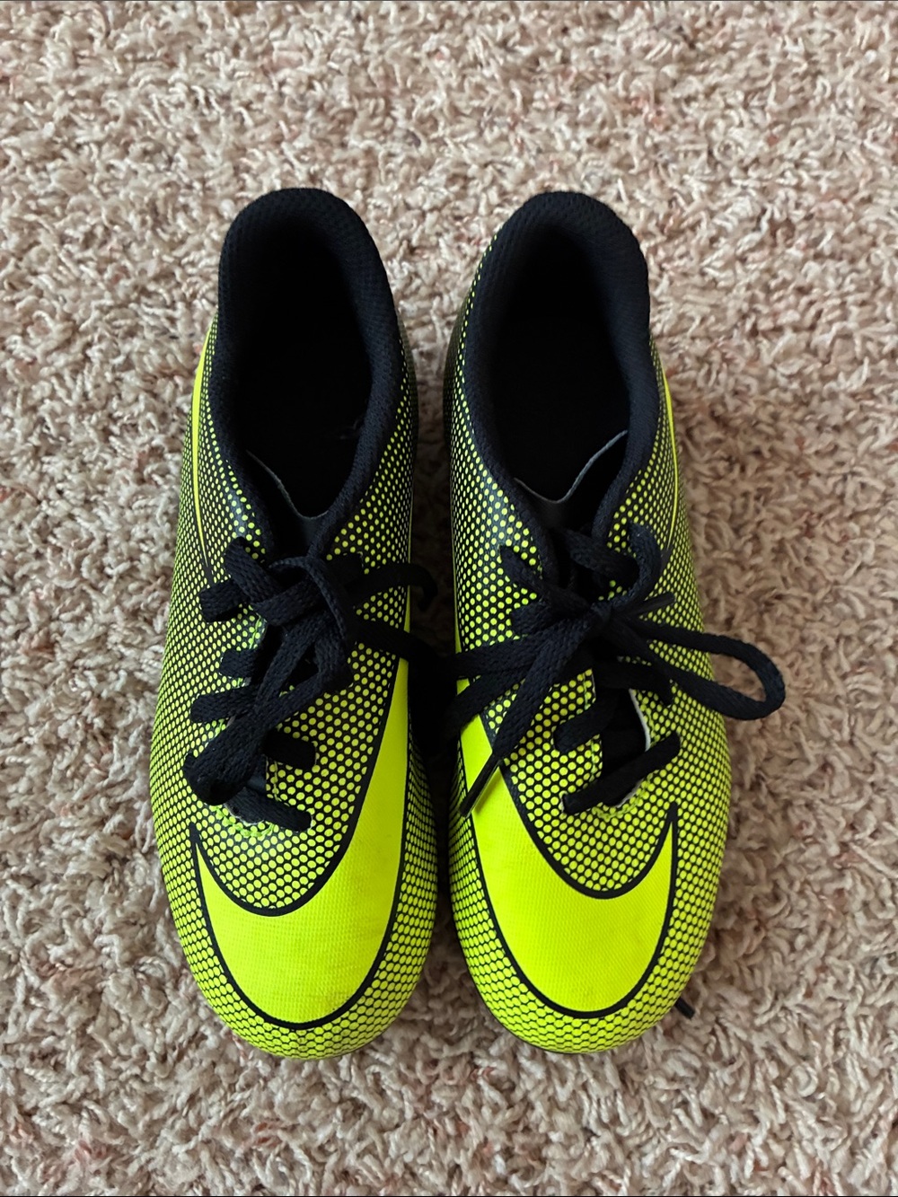Nike Kids Neon Yellow and Black Soccer Sneakers